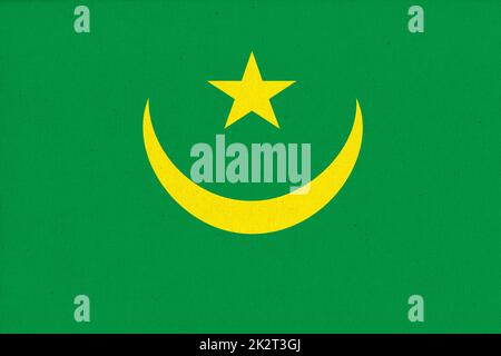 Bandiera della Mauritania. Trama del tessuto. Simbolo nazionale. Foto Stock