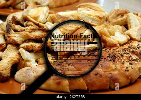 Fatti di nutrizione su pane Foto Stock