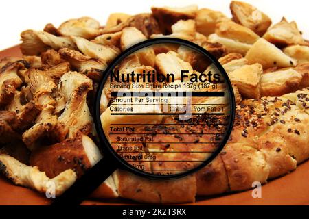 Fatti di nutrizione su pane Foto Stock