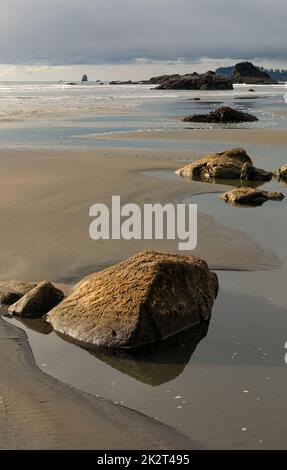 WA22045-00...WASHINGTON - bassa marea a Ruby Beach sulla costa del Pacifico nel Parco Nazionale Olimpico. Foto Stock