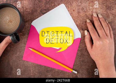 Scrittura a mano del testo Digital Detox. Idea di business senza dispositivi elettronici Scollega per riconnetterti scollegato Foto Stock