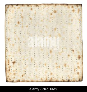 pane azzimo di matzah cotto cibo isolato su bianco Foto Stock