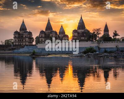 Royal cenotaphs di Orchha, Madhya Pradesh, India Foto Stock