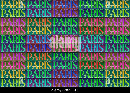 Paris Word motivo colorato senza cuciture modello Foto Stock