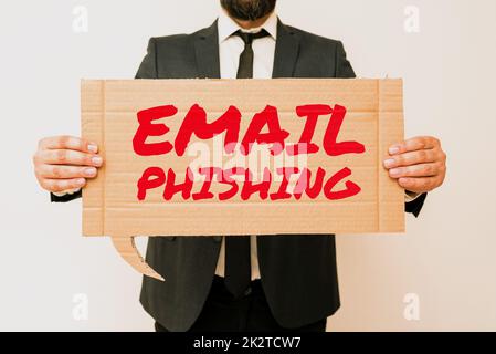 Cartello di testo che mostra Email PhishingEmail.com che può collegarsi a siti web che distribuiscono malware. E-mail concettuali con foto che possono essere collegate a siti Web che Foto Stock