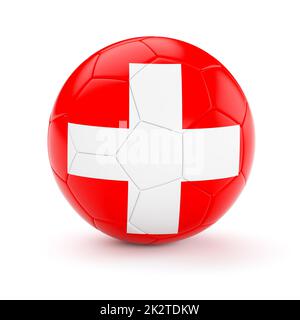 Calcio pallone con bandiera della Svizzera Foto Stock