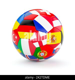 Soccer Football palla con paesi dell Europa bandiere Foto Stock