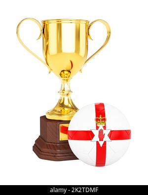 Trofeo Gold Cup soccer football sfera con l'Irlanda del Nord bandiera Foto Stock