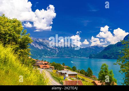 Lago di Brienz, Oberried am Brienzersee, Interlaken-Oberhasli, Berna Foto Stock