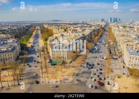 Il paesaggio urbano di Parigi visto dall'Arco di Trionfo Foto Stock