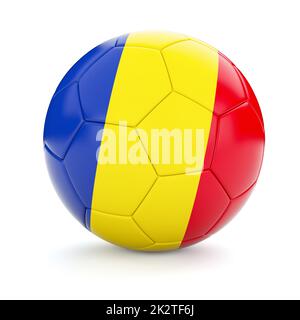 Calcio pallone con bandiera della Romania Foto Stock