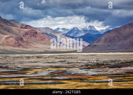 L'Himalayan lago di Tso Kar in Himalaya, Ladakh, India Foto Stock