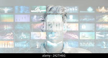 Sfondo futuristico di realtà virtuale Foto Stock