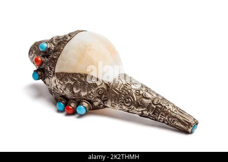 Conchiglia buddista tibetana Horn Dung-Dkar Foto Stock