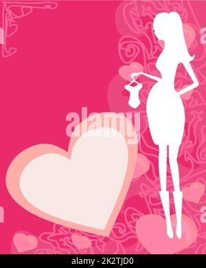 Bella donna incinta silhouette sullo shopping per il suo nuovo baby- sfondo astratto Foto Stock
