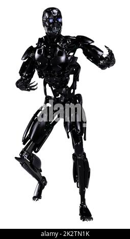3D Rendering Robot maschio su bianco Foto Stock