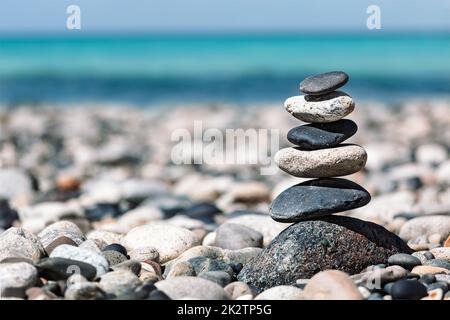 Zen pietre equilibrata pila Foto Stock