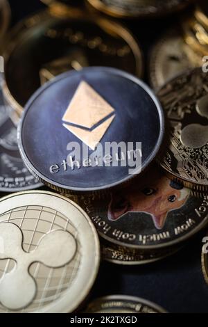 Criptovaluta bitcoin Ethereum Foto Stock