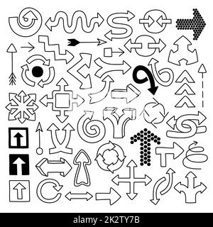 Set di simboli freccia Doodle Foto Stock
