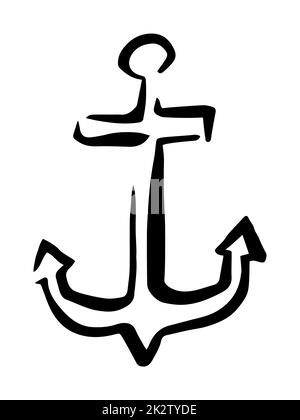 Ancora dipinta a mano con pennello nero Foto Stock