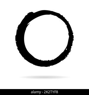 Cerchio obliquo dipinto a mano con pennello nero Foto Stock