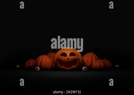 happy halloween giorno banner backgroun per biglietto d'auguri, banner, poster, blog, articolo, social media, marketing. Illustrazione 3D Foto Stock