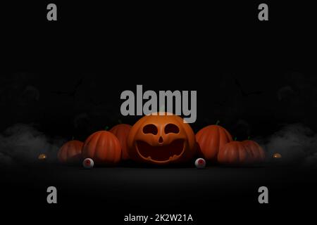 happy halloween giorno banner backgroun per biglietto d'auguri, banner, poster, blog, articolo, social media, marketing. Illustrazione 3D Foto Stock