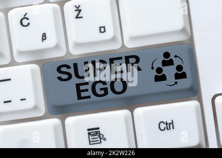 Visualizzazione concettuale Super Ego. Business mostra l'io o il sé di qualsiasi persona che sta emancipando la sua intera anima -48674 Foto Stock