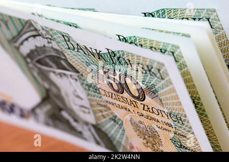 Vecchio denaro polacco - 50 Zloty uno sfondo Foto Stock