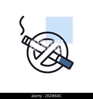 Icona di isolamento del vettore di segno di divieto di fumo Foto Stock