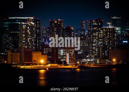 Vista notturna di Tokyo vista da Odaiba, Tokyo Foto Stock