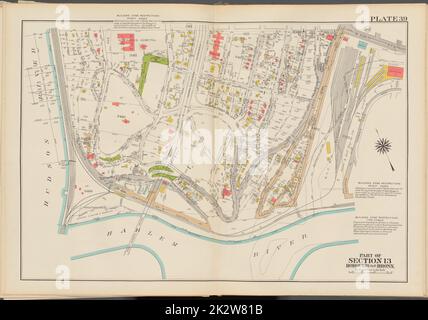 Cartografica, Mappe. 1938. Lionel Pincus e la Principessa Firyal Map Division. Bronx (New York, N.Y.) , Mappe, Real Property , New York (state) , New York (N.Y.) Double Page Plate No. 39, Part of Section 13, Borough of the Bronx: Bounded by W. 230th Street, Terrace View Avenue, Teunissen Place, Harlem River and (Hudson River) Spuyten Duyvil Road Foto Stock