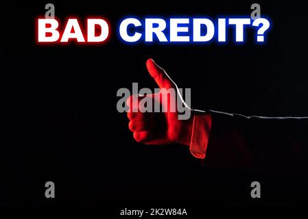 Visualizzazione concettuale della domanda di credito non valido. Parola scritta sulla storia quando indica che il mutuatario ha alto rischio -47789 Foto Stock