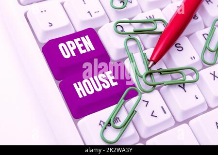 Didascalia di testo che presenta Open House. Internet Concept si può venire qualsiasi volta che si desidera rendere a casa -48896 Foto Stock