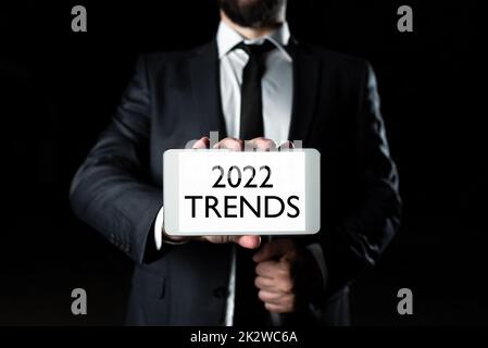 Segno di testo che mostra i trend del 2019. Business Approach cose che è famoso per un breve periodo di tempo nel corso dell'anno -47700 Foto Stock