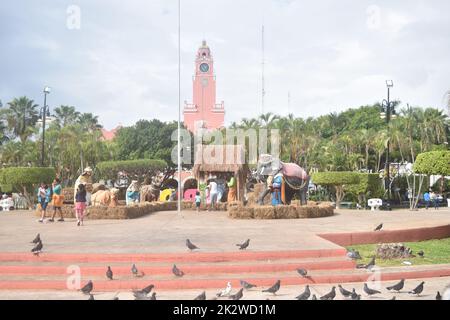 La grande piazza centrale da Merida, Yucatan, Messico Foto Stock