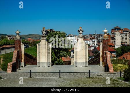 Ingresso della Cittadella di Alba Carolina, Alba Iulia, Transilvania, Romania Foto Stock