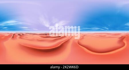 Panorama sferico a 360 gradi senza cuciture con un paesaggio desertico sabbioso Foto Stock