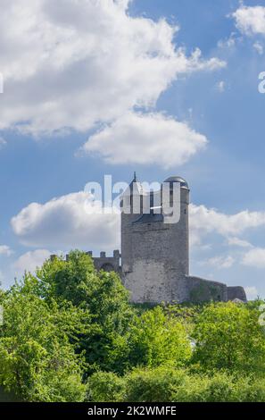 Antico castello rovina chiamato Greifenstein nello stesso villaggio chiamato tedesco Foto Stock