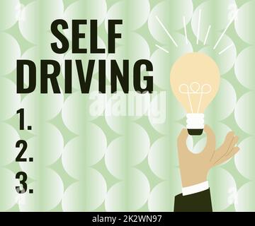 Didascalia concettuale Auto-guida. Approccio aziendale veicolo autonomo capacità di navigare senza input umano colleghi Conencing due pezzi Jigsaw Puzzle insieme mostrando lavoro di squadra. Foto Stock