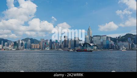 Victoria Harbour, Hong Kong 26 luglio 2019: Città di Hong Kong Foto Stock