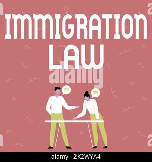 Cartello di testo che mostra la legge sull'immigrazione. La parola scritta sull'emigrazione di un cittadino sarà legale nel fare dei soci di viaggio che ripartono le nuove idee per le strategie di lavoro di miglioramento di abilità. Foto Stock