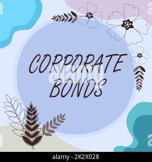 Scrittura a mano Corporate Bonds. Panoramica aziendale società per aumentare il finanziamento per una varietà di motivi cornice vuota decorata con Abstract Modernized Forms Fiori e Fogliame. Foto Stock