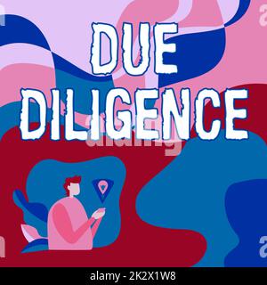 Due diligence di visualizzazione concettuale. Idea di affari Valutazione completa indagine volontaria Audit uomo d'affari utilizzando il telefono cellulare piani di realizzazione degli ultimi obiettivi. Foto Stock