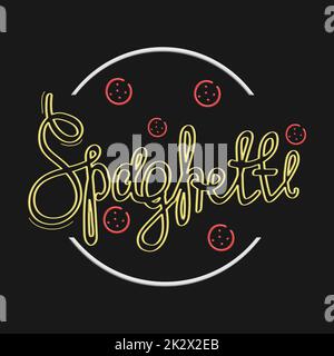 Spaghetti scritti stilizzati. Design elegante per un marchio, etichetta o pubblicità - immagine 3D Foto Stock