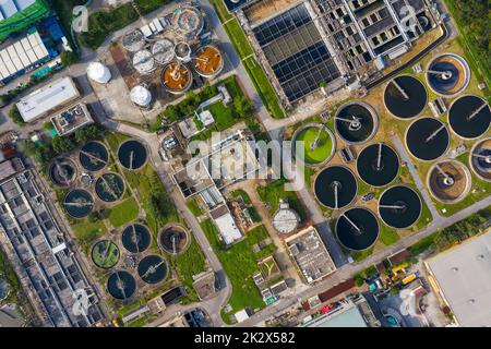 Tai po, Hong Kong 20 maggio 2019: Vista dall'alto dell'impianto fognario Foto Stock