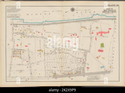 Cartografica, Mappe. 1938. Lionel Pincus e la Principessa Firyal Map Division. Bronx (New York, N.Y.) , Mappe, Real Property , New York (state) , New York (N.Y.) Double Page Plate No. 42, Part of Section 13, Borough of the Bronx: Bounded by (Hudson River) Palisade Avenue, (City of Yonkers) W. 261st Street, Riverdale Avenue e W. 254th Street Foto Stock