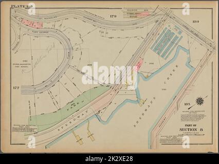 Cartografica, Mappe. 1925. Lionel Pincus e la Principessa Firyal Map Division. Real Property , New York (state) , New York, Manhattan (New York, N.Y.) Piastra 180, parte della sezione 8: Delimitata da St. Nicholas Avenue, Nagle Avenue, Academy Street, (Sherman's Creek, Speedway, Park), Fort George Avenue e Audubon Avenue Foto Stock