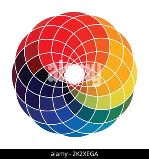 Tavolozza circolare di tutti i colori dell'arcobaleno su sfondo bianco - Vector Foto Stock