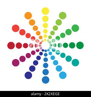 Tavolozza circolare di tutti i colori dell'arcobaleno su sfondo bianco - Vector Foto Stock